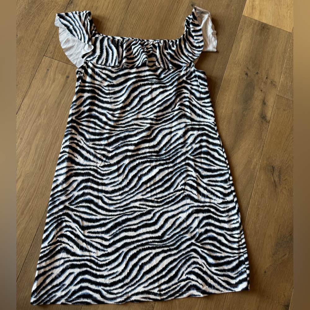 Tommy Bahama Blue, Black and White Patterned Dress